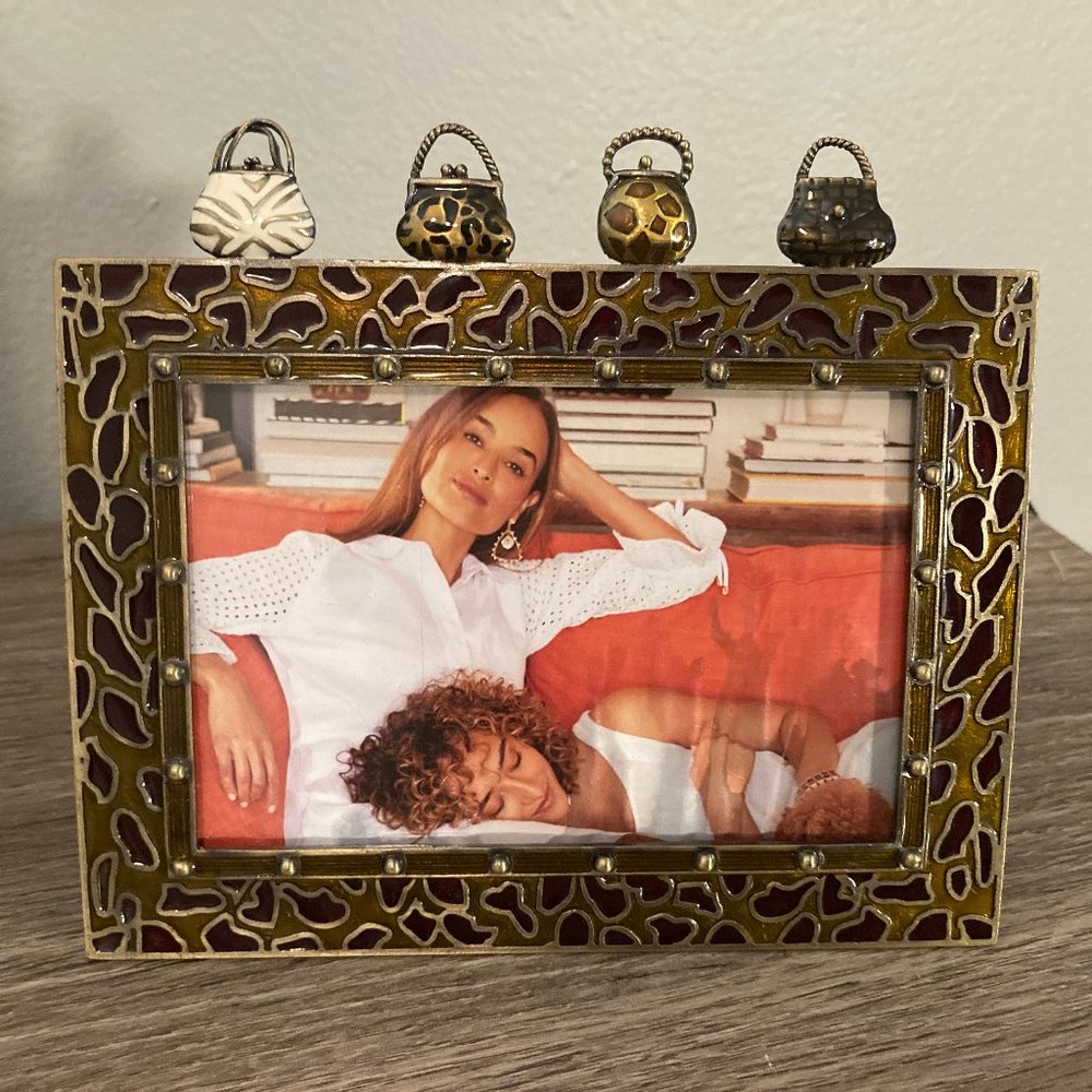 Sunflower Designs Handbag Metal Enamel Picture Frame 6" x 4"